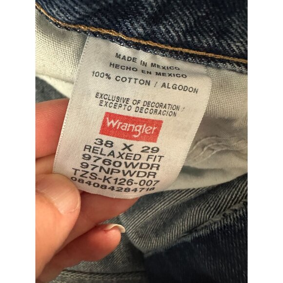 Wrangler Mens Relaxed Fit Jeans 38x29 Mid-Rise 5-Pocket 100%‎ Cotton Denim Blue - Picture 4 of 6